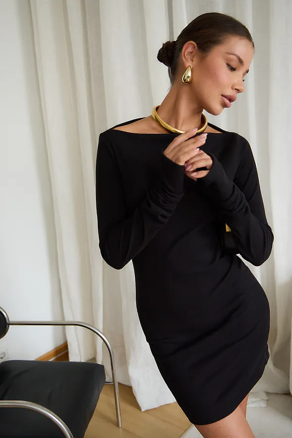 Платье лапша с открытыми плечами НАТАЛИ, черный - фото 2
