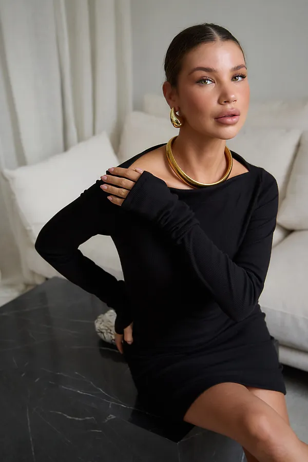 Платье лапша с открытыми плечами НАТАЛИ, черный - фото 2