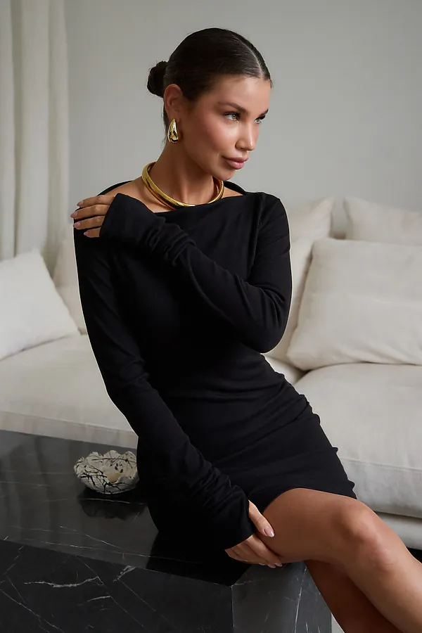 Платье лапша с открытыми плечами НАТАЛИ, черный - фото 2