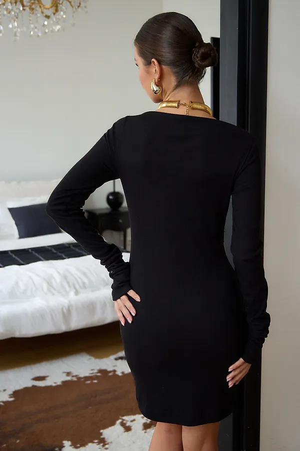 Платье лапша с открытыми плечами НАТАЛИ, черный - фото 2