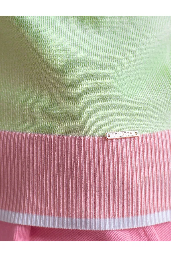 Джемпер с V-вырезом с коротким рукавом из вискозы VILATTE, светло-зеленый - фото 2