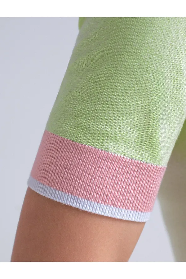 Джемпер с V-вырезом с коротким рукавом из вискозы VILATTE, светло-зеленый - фото 2