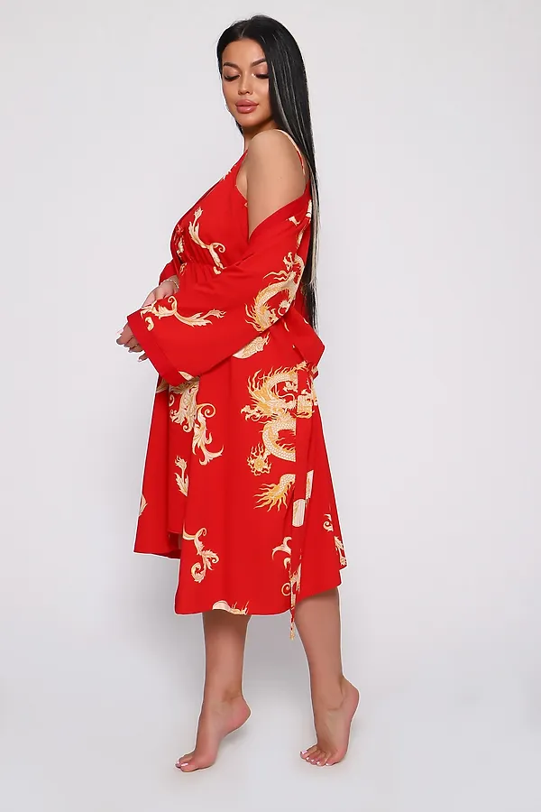 Пеньюар с сорочкой Драконы 729 НАТАЛИ, красный - фото 2