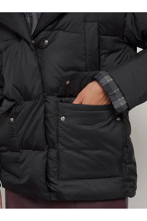 Зимняя женская куртка модная с капюшоном черного цвета MTFORCE, черный - фото 2