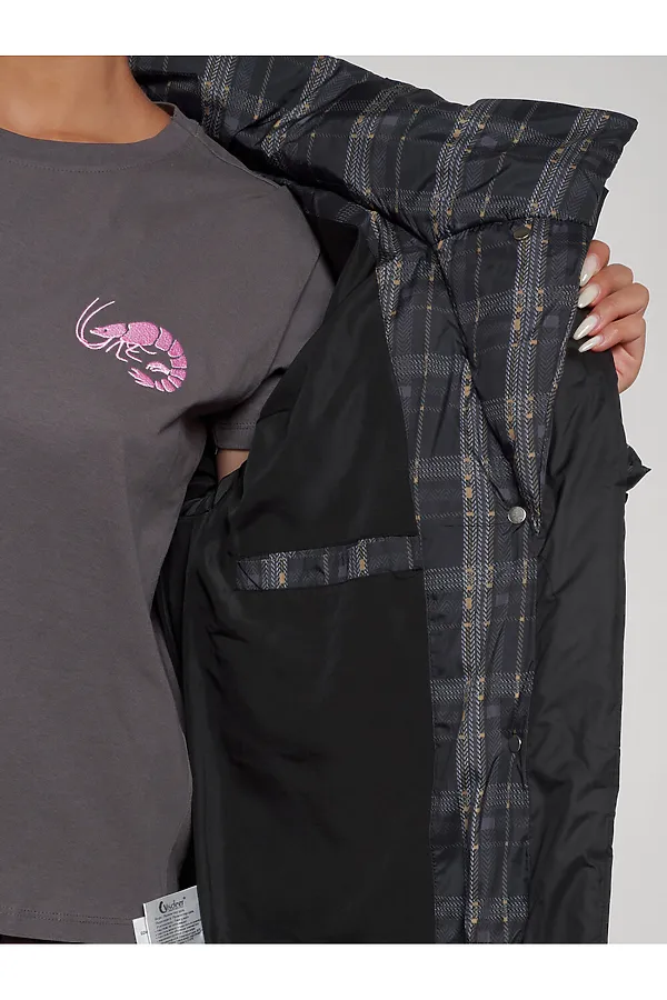 Зимняя женская куртка модная с капюшоном черного цвета MTFORCE, черный - фото 2