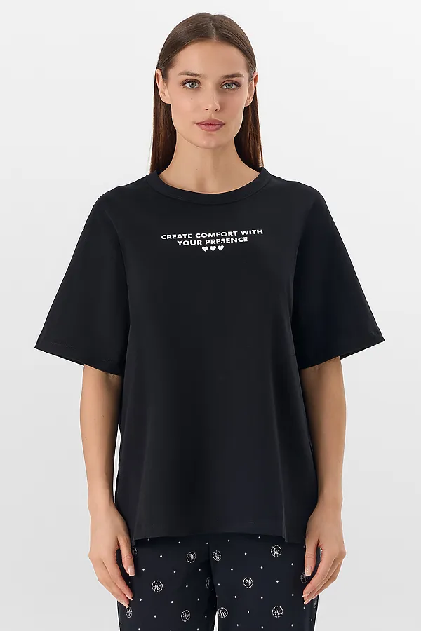 Комплект женский (футболка, брюки) MARK FORMELLE, черный +mf на черном - фото 2