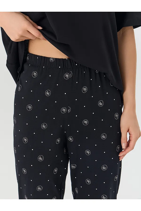 Комплект женский (футболка, брюки) MARK FORMELLE, черный +mf на черном - фото 2