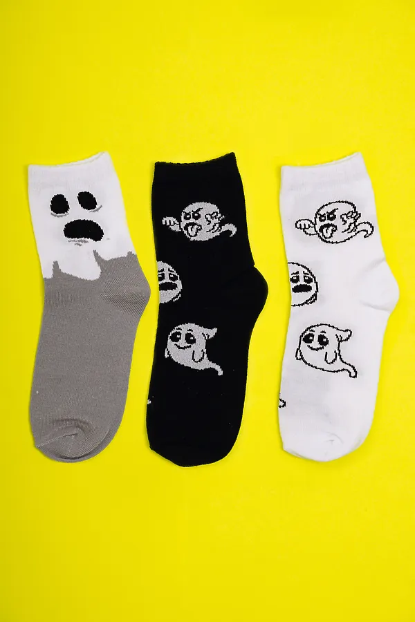 Носки детские Привидение (набор 3 пары) НАТАЛИ, белый, серый, черный - фото 2
