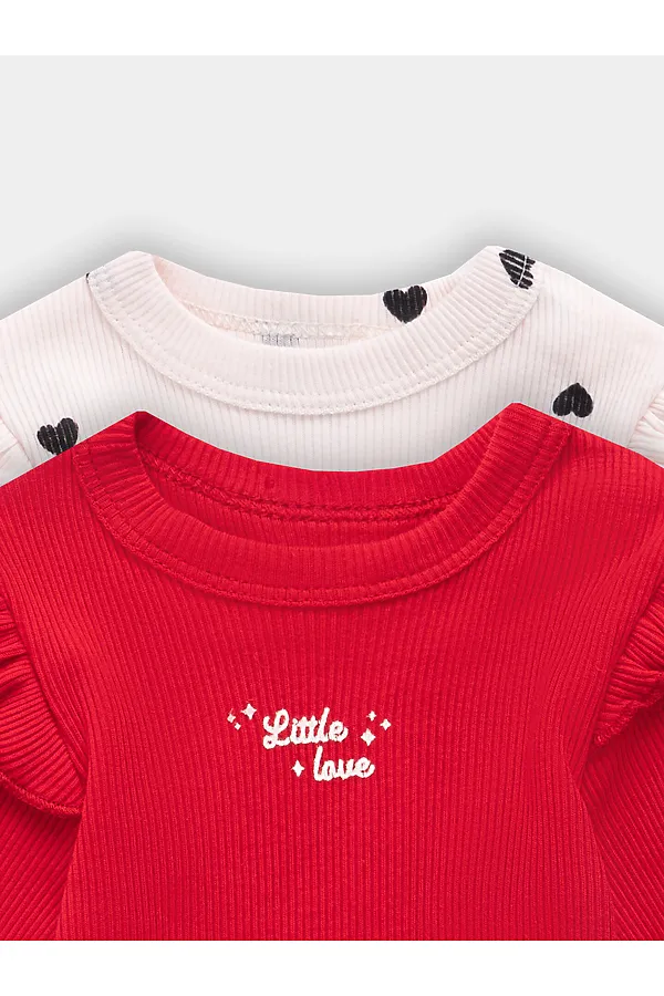 Боди детское (2шт.) MARK FORMELLE, красный +сердца на св.розовом - фото 2