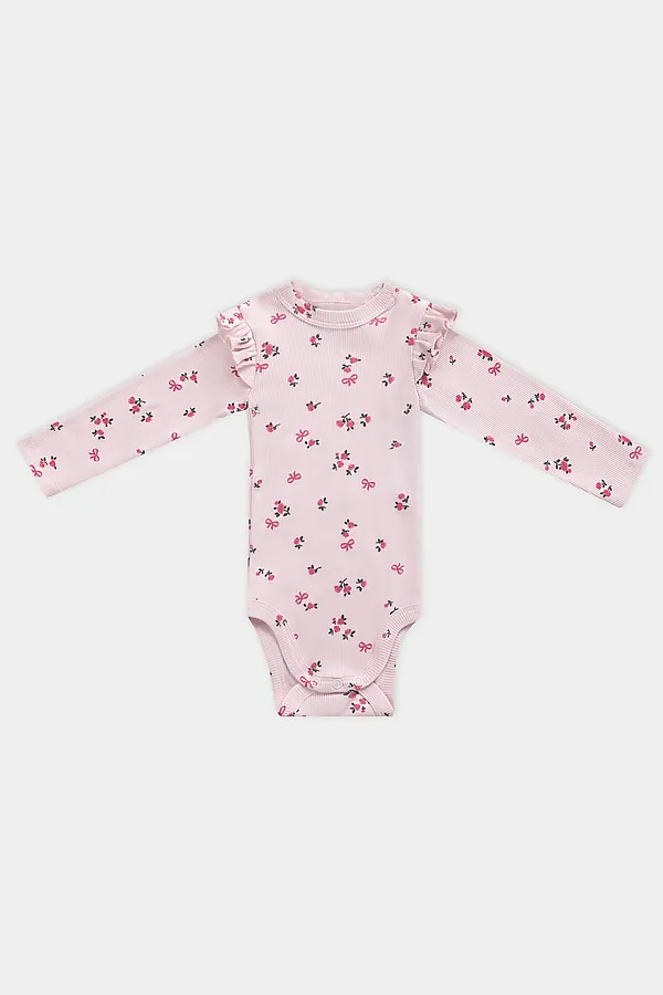 Боди детское (2шт.) MARK FORMELLE, сердца на св.розовом +цветочки на розовом - фото 2