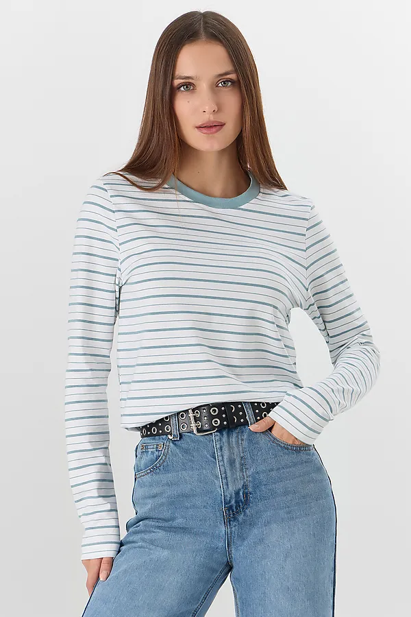 Джемпер женский MARK FORMELLE, голубо -серая полоска - фото 2