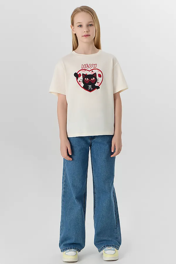 Футболка для девочек MARK FORMELLE, молочный +печать2 - фото 2