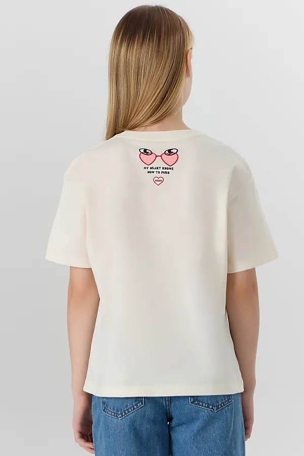 Футболка для девочек MARK FORMELLE, молочный +печать2 - фото 2
