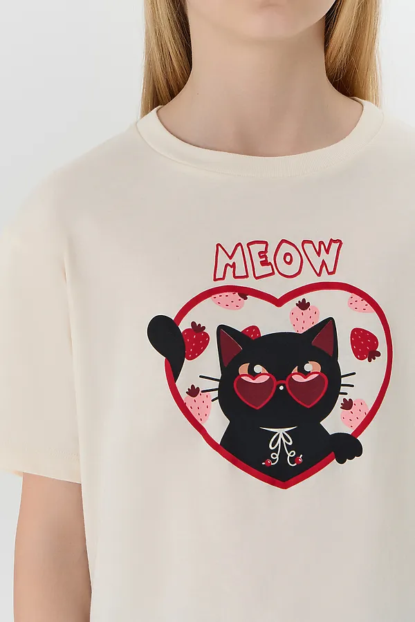 Футболка для девочек MARK FORMELLE, молочный +печать2 - фото 2