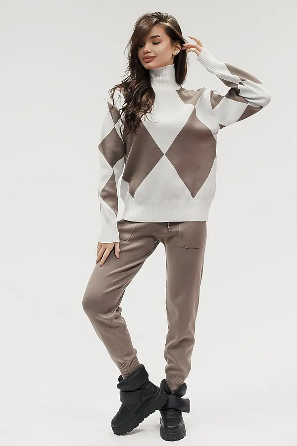 Костюм с брюками Вязаный с брюками НАТАЛИ, коричневый - фото 2