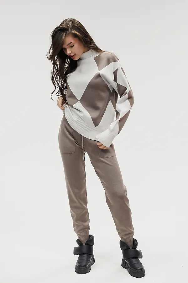 Костюм с брюками Вязаный с брюками НАТАЛИ, коричневый - фото 2