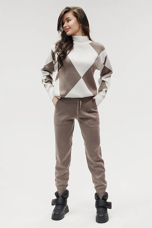 Костюм с брюками Вязаный с брюками НАТАЛИ, коричневый - фото 2