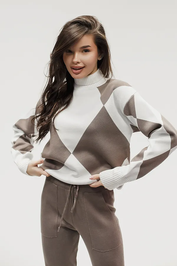 Костюм с брюками Вязаный с брюками НАТАЛИ, коричневый - фото 2