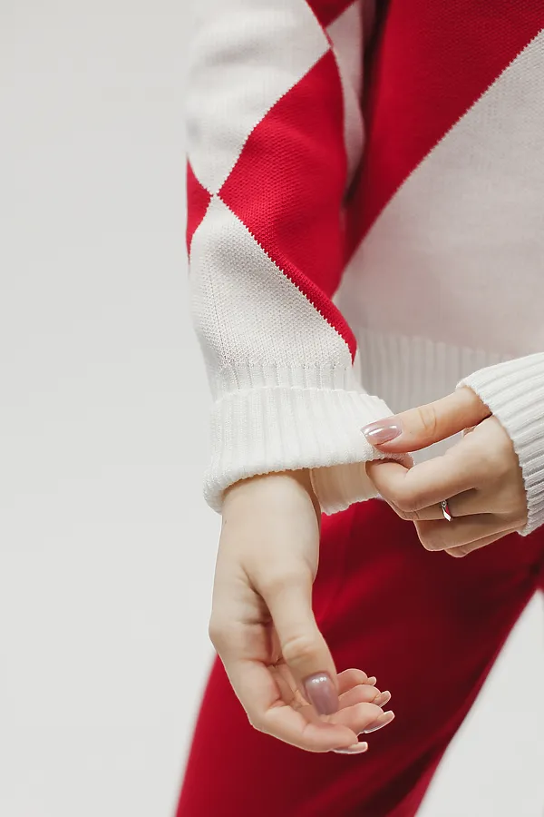 Костюм с брюками Вязаный с брюками НАТАЛИ, красный - фото 2