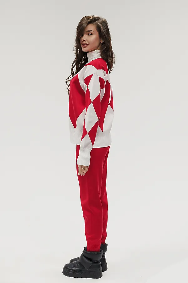 Костюм с брюками Вязаный с брюками НАТАЛИ, красный - фото 2
