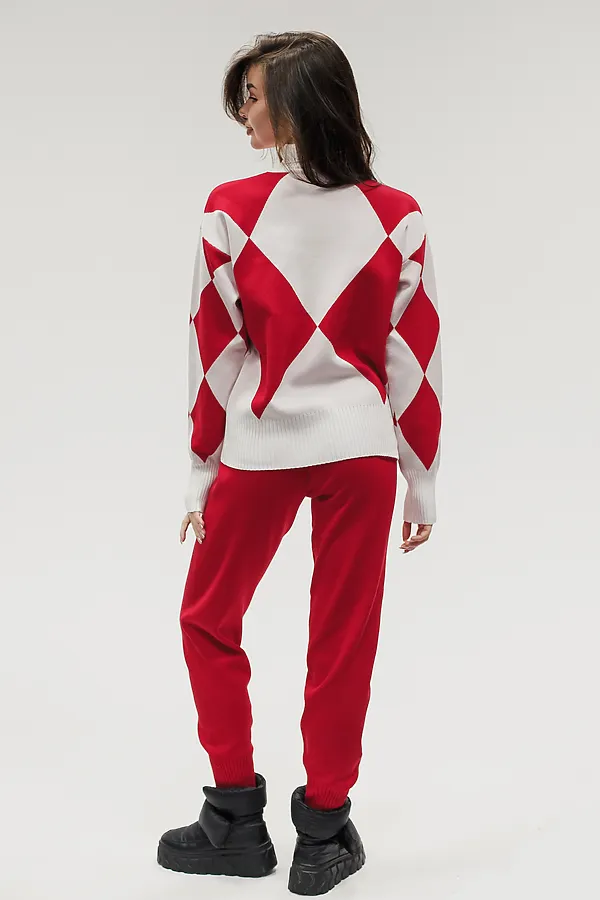 Костюм с брюками Вязаный с брюками НАТАЛИ, красный - фото 2