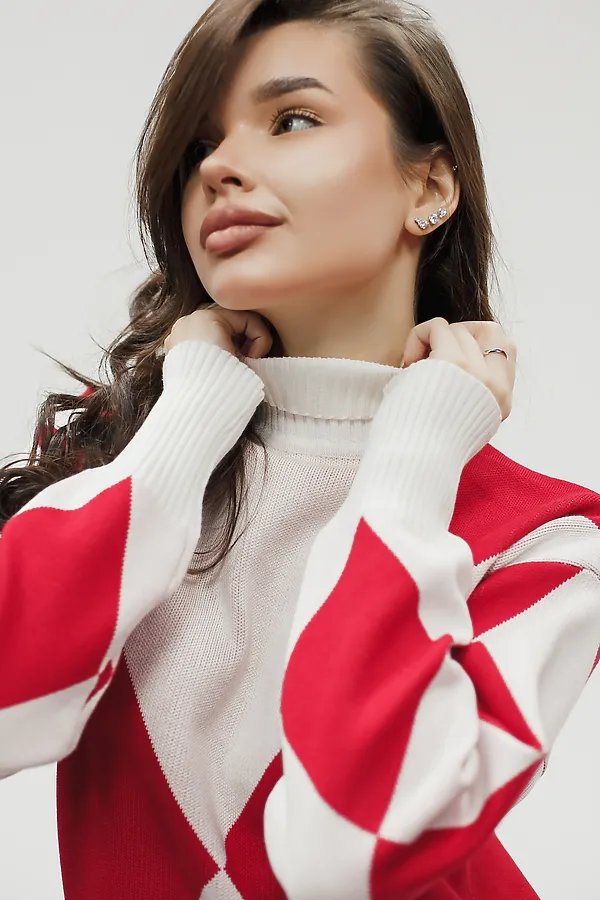 Костюм с брюками Вязаный с брюками НАТАЛИ, красный - фото 2