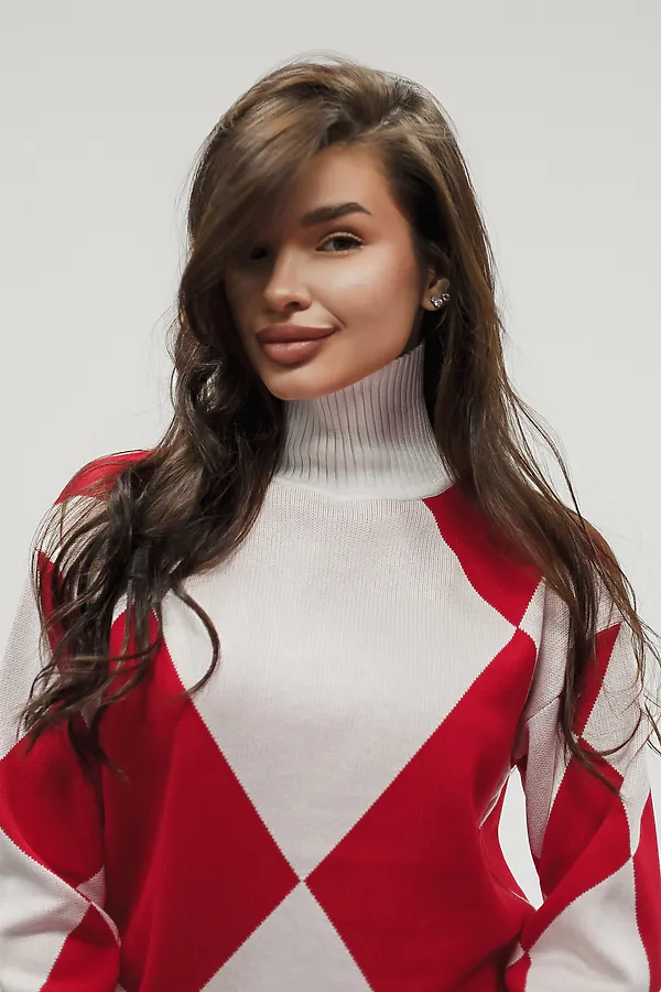 Костюм с брюками Вязаный с брюками НАТАЛИ, красный - фото 2