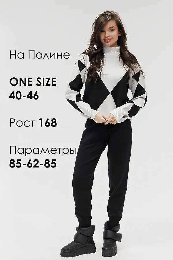 Костюм с брюками Вязаный с брюками НАТАЛИ, черный - фото 2