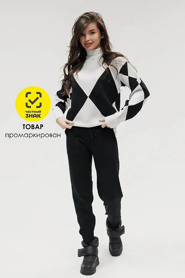 Костюм с брюками Вязаный с брюками НАТАЛИ, черный - фото 2