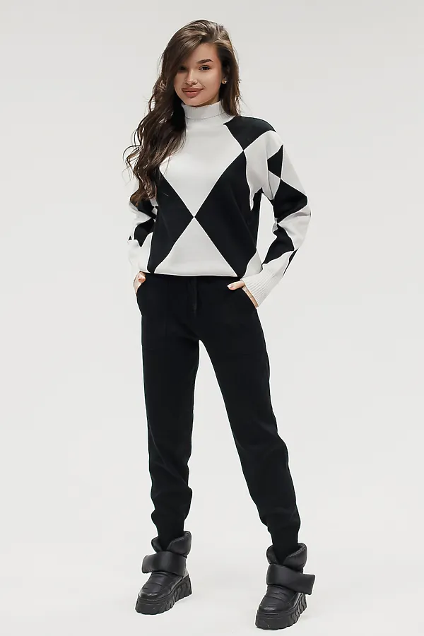 Костюм с брюками Вязаный с брюками НАТАЛИ, черный - фото 2