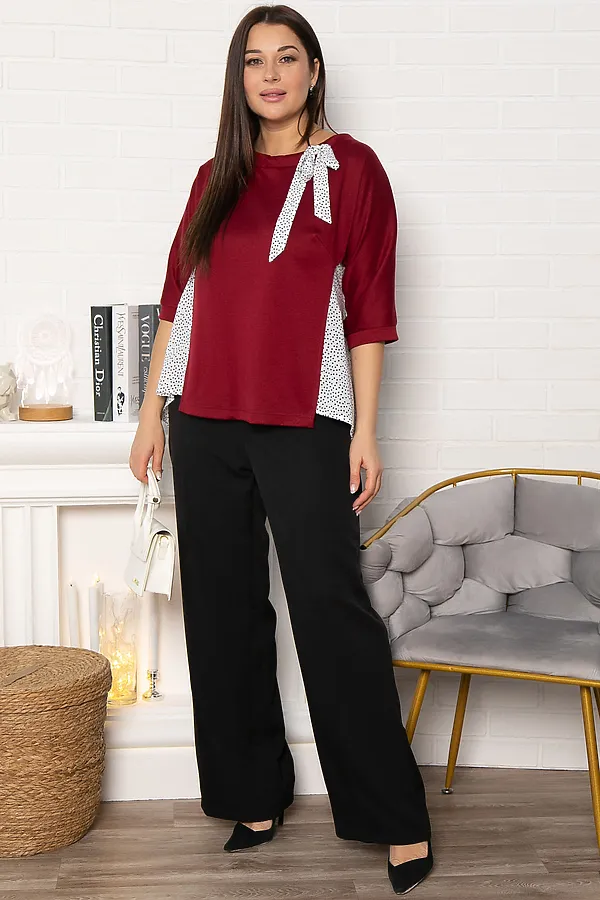 Блуза Федерика LADY TAIGA, бордово-белая - фото 2