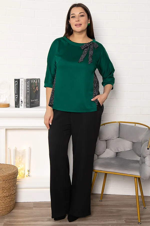 Блуза Федерика LADY TAIGA, изумрудно-черная - фото 2