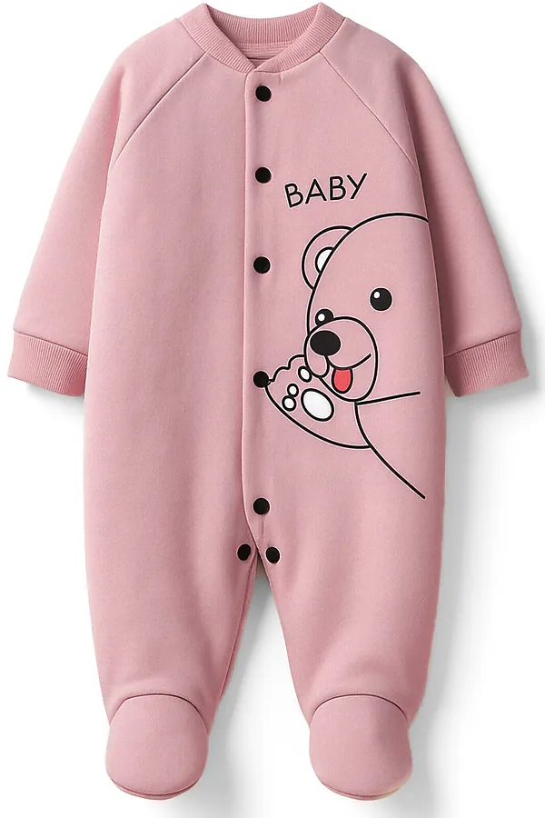 Комбинезон футер 3х нитка начёс YOULALA, пудровый - фото 2