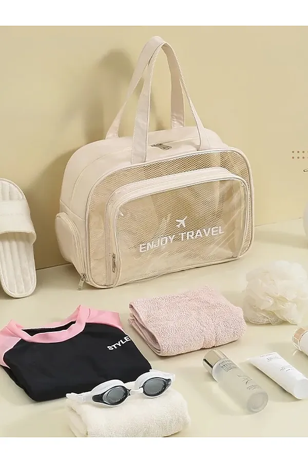 Kristaller Сумка-косметичка унисекс прозрачная с отделением для обуви, бежевый KRISTALLER, бежевый - фото 2