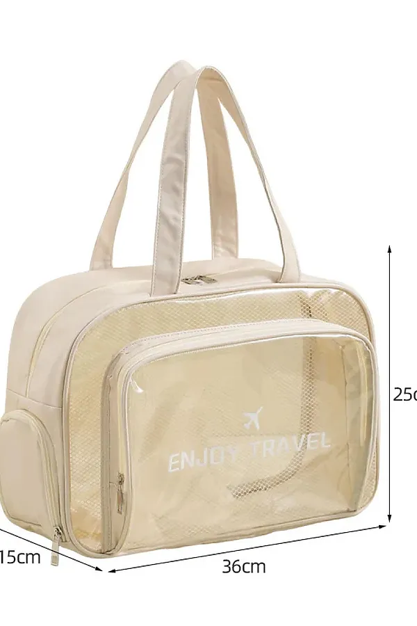 Kristaller Сумка-косметичка унисекс прозрачная с отделением для обуви, бежевый KRISTALLER, бежевый - фото 2