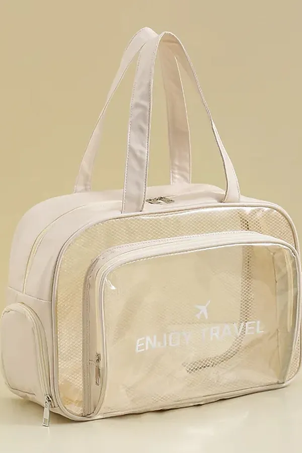 Kristaller Сумка-косметичка унисекс прозрачная с отделением для обуви, бежевый KRISTALLER, бежевый - фото 2