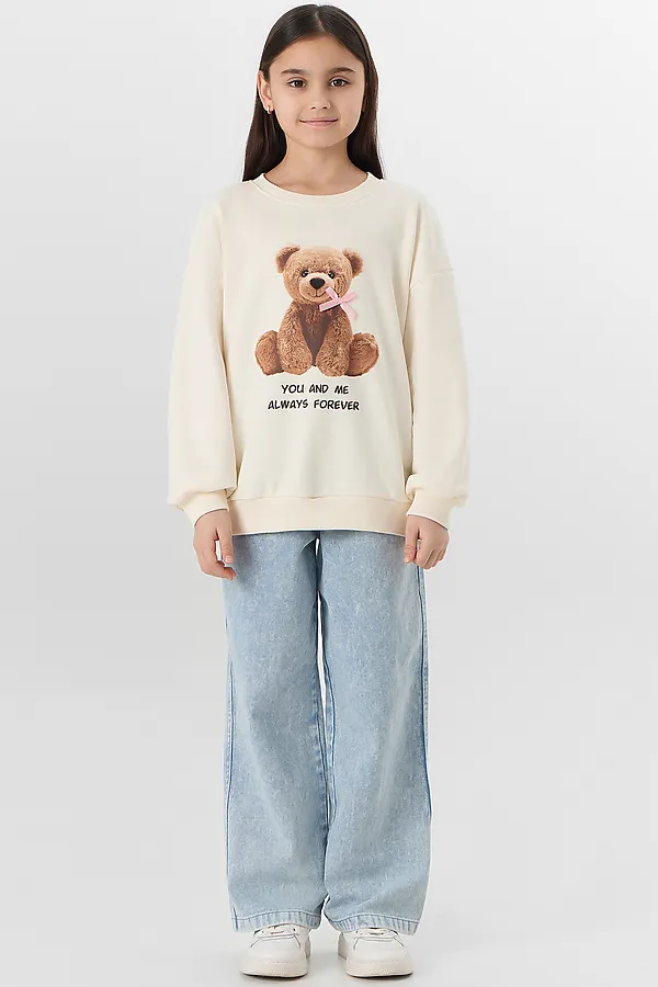 Свитшот для девочек MARK FORMELLE, молочный +печать1 - фото 2