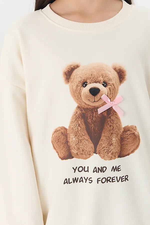 Свитшот для девочек MARK FORMELLE, молочный +печать1 - фото 2