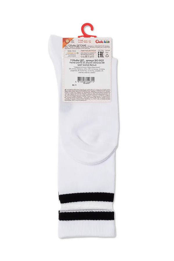 Conte-kids Однотонные хлопковые гольфы со вставками из прозрачной сетки TIP-TOP CONTE KIDS, white - фото 2