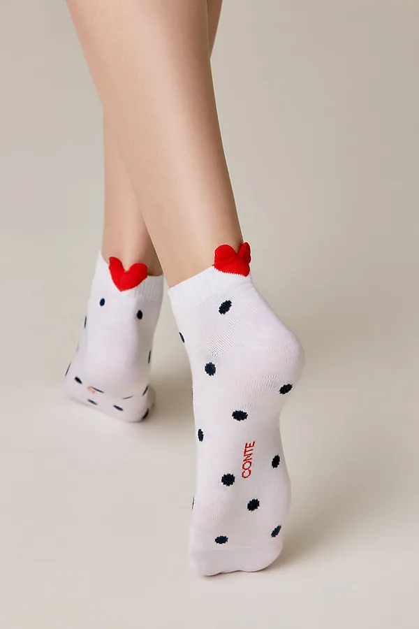 Носки женские CONTE Короткие хлопковые носки в горошек CONTE ELEGANT, white - фото 2