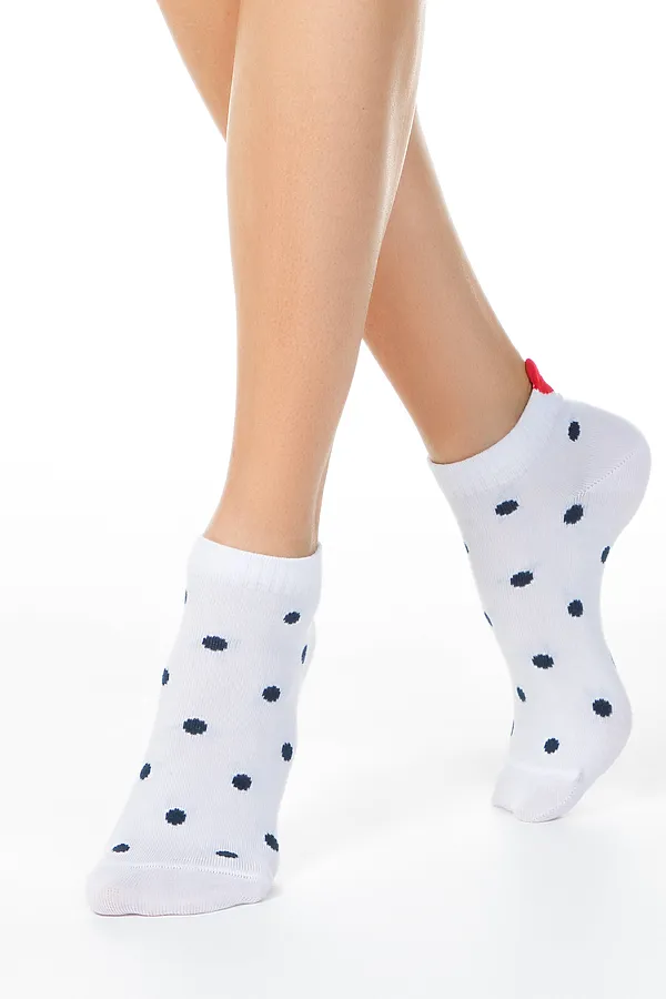 Носки женские CONTE Короткие хлопковые носки в горошек CONTE ELEGANT, white - фото 2
