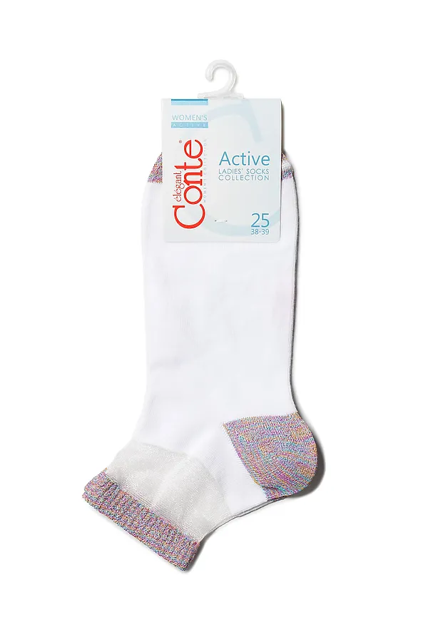 CONTE ACTIVE Короткие носки с люрексом CONTE ELEGANT, white - фото 2