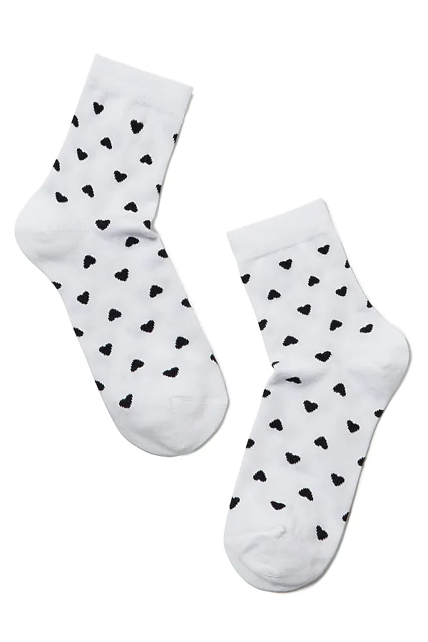 CONTE CLASSIC Хлопковые носки с рисунками "Сердечки" CONTE ELEGANT, white - фото 2