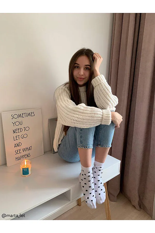 CONTE CLASSIC Хлопковые носки с рисунками "Сердечки" CONTE ELEGANT, white - фото 2