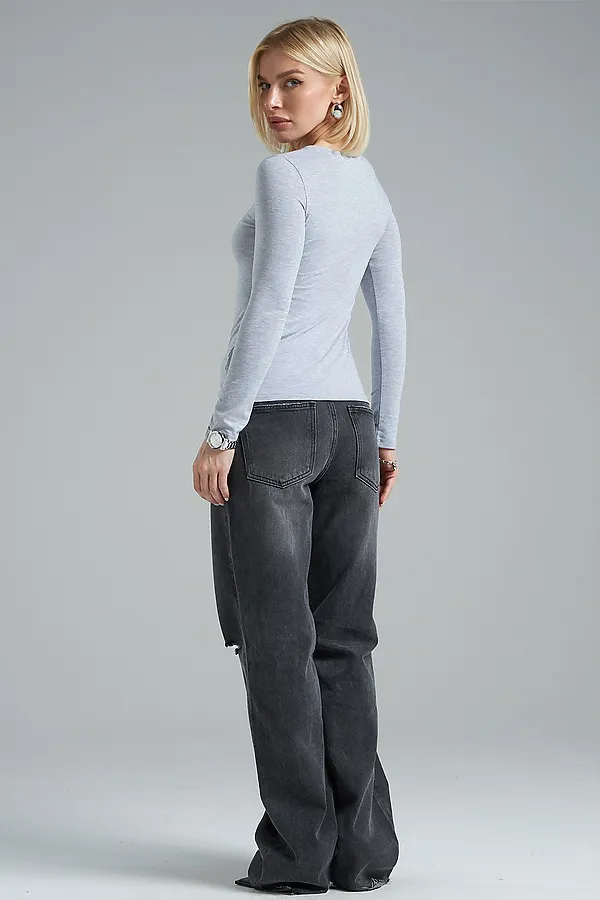 Лонгслив повседневный skims НАТАЛИ, серый - фото 2