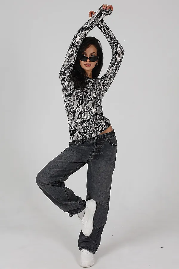 Лонгслив повседневный skims НАТАЛИ, питон - фото 2