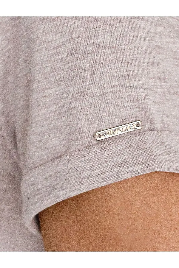 Свободная футболка с принтом из премиального хлопка с эластаном VILATTE, кофейный меланж_muse - фото 2