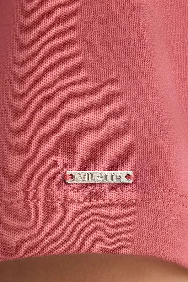 Базовая футболка полуприлегающая из премиального хлопка с эластаном VILATTE, т.коралл - фото 2