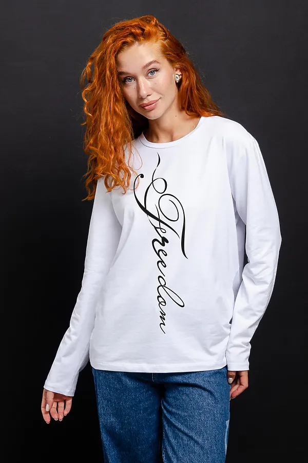 Лонгслив 8513/1 НАТАЛИ, белый+freedom - фото 2