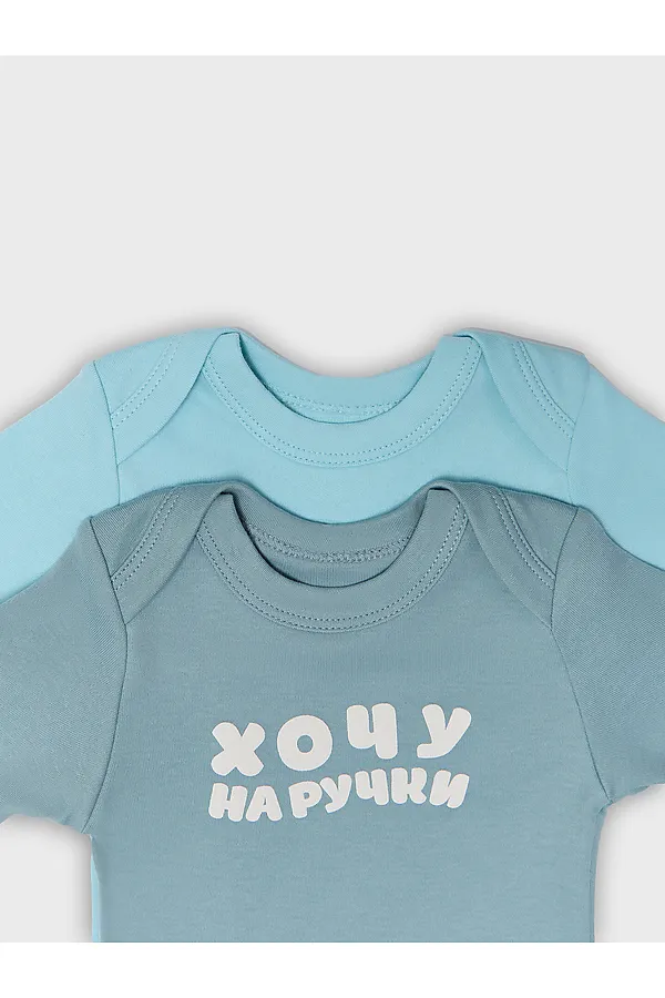 Боди детское (2шт.) MARK FORMELLE, сланец +пыльная бирюза +печать - фото 2